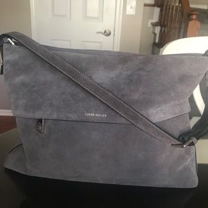 Karen Millen Slouchy Grey Suede Shoulder Bag